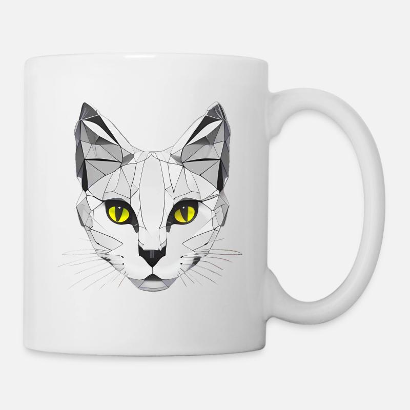 Katze Grafik Low Poly - Tasse - Weiß