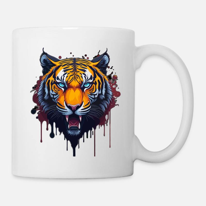 WILDES TIGER DESIGN SPLASH ART - Tasse - Weiß