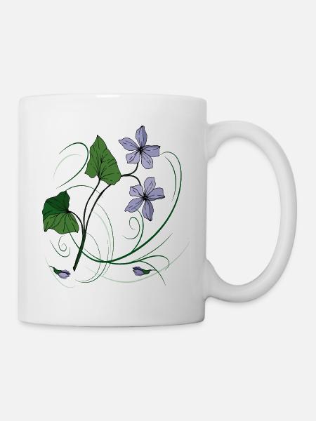 Blumenranke, Flowers, Wildblumen - Tasse - Weiß