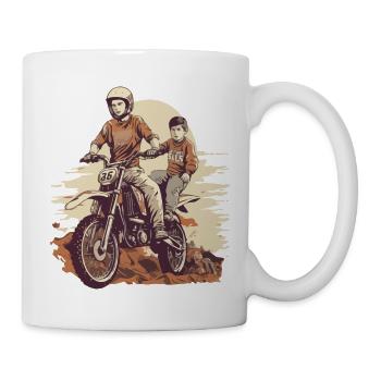 Père et fils en moto - Mug blanc - blanc - Droite