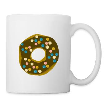 Donut with chocolate icing and colorful chocolate lentils - Mug - white - Right