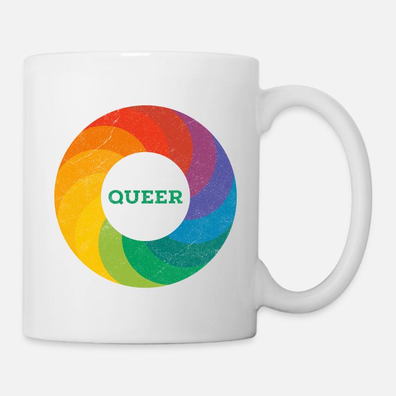 Regenbogen Ring "Queer" grün - Tasse - Weiß