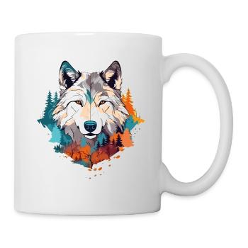 Loup Tête de Loup Prédateur Nature Colorée Nature Nature Nature Art - Mug blanc - blanc - Droite
