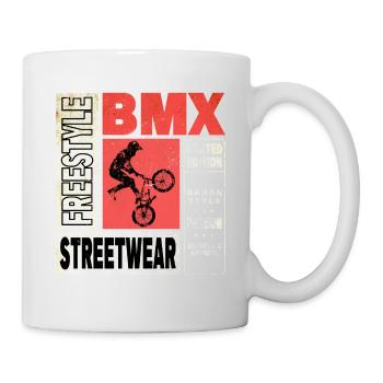 BMX Fahrrad Biker Stunt Trick Freestyle Vintage - Tasse - Weiß - Rechts