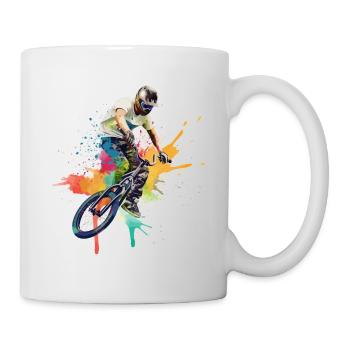 BMX Fahrrad Biker Stunt Trick Freestyle Splash - Tasse - Weiß - Rechts