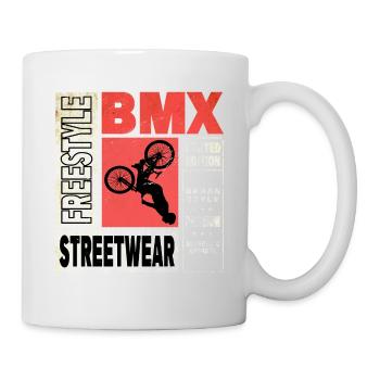 BMX Fahrrad Biker Stunt Trick Freestyle Vintage - Tasse - Weiß - Rechts