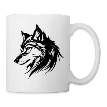Wolf Silhouette - Tasse - Weiß - Rechts