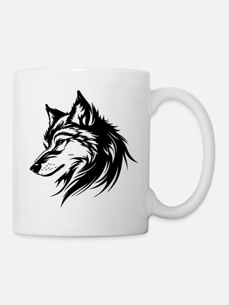 Wolf Silhouette - Tasse - Weiß
