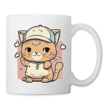 Cute cat wearing a hat 2 - Mug - white - Right