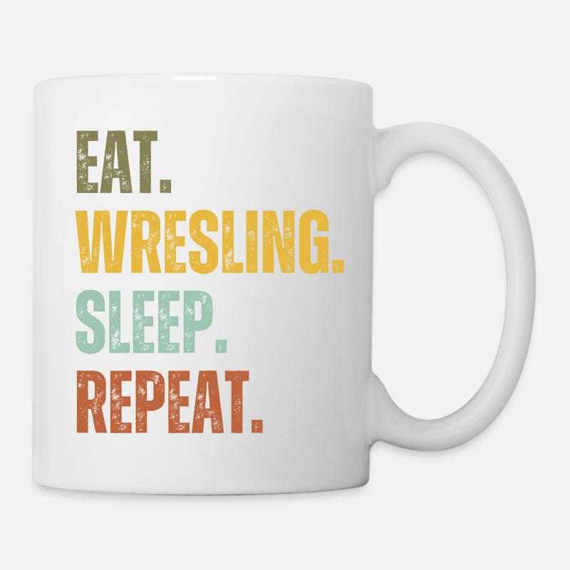 EAT WRESLING SLEEP REPEAT - Mug - white