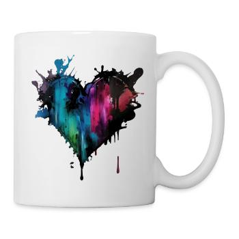 Herz Farbtropfen Graffiti - Tasse - Weiß - Rechts