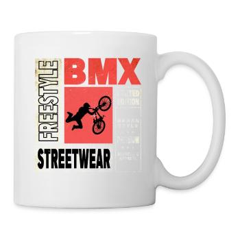 BMX Fahrrad Biker Stunt Trick Freestyle Vintage - Tasse - Weiß - Rechts