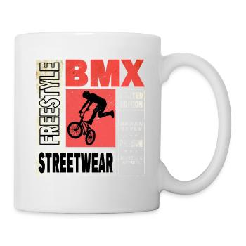 BMX Fahrrad Biker Stunt Trick Freestyle Vintage - Tasse - Weiß - Rechts