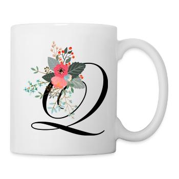 Buchstabe q geblüht - Tasse - Weiß - Rechts