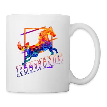 Riding Rider Horse Jumping Sport Colorful Vintage - Mug - white - Right