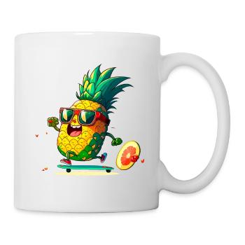 Funny pineapple skating - Mug - white - Right