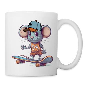 Skateboard Maus Skateboarder Nagetier cool sk8 - Tasse - Weiß - Rechts
