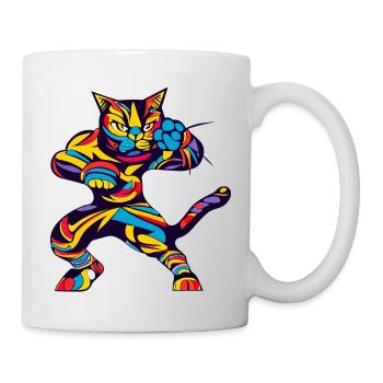 Kung Fu Katze - Tasse - Weiß - Rechts