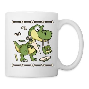 Schulkind Dino Schultüte Schultasche Buch Schule - Tasse - Weiß - Rechts
