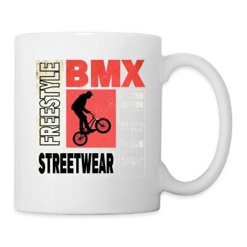 BMX Fahrrad Biker Stunt Trick Freestyle Vintage - Tasse - Weiß - Rechts