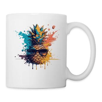 Lustiges Ananas Obst - Tasse - Weiß - Rechts