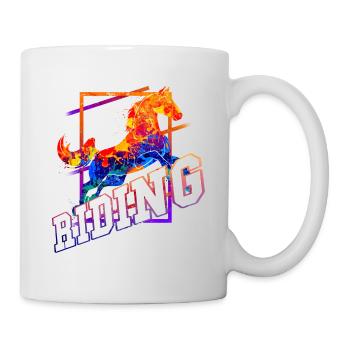 Riding Rider Horse Jumping Sport Colorful Vintage - Mug - white - Right