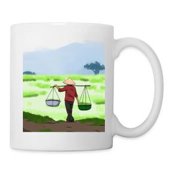 Vietnam Viet Bauern Reisfeld Flagge I Geschenk - Tasse - Weiß - Rechts