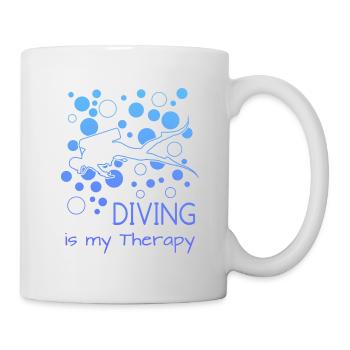 Spruch für Taucher, Diving is my Therapy - Tasse - Weiß - Rechts