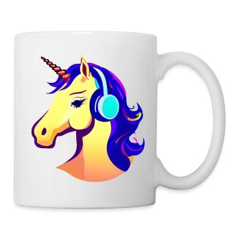 Licorne Écouter de la musique Licorne Mythique Animal Licornes - Mug blanc - blanc - Droite