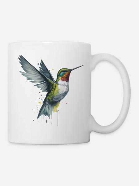 Anmutiger Kolibri in Aquarell - Tasse - Weiß