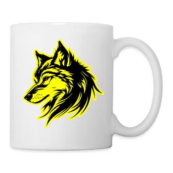 Wolf Silhouette - Tasse - Weiß - Rechts