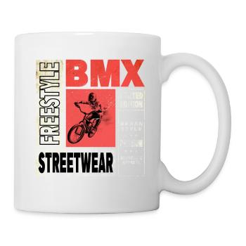 BMX Fahrrad Biker Stunt Trick Freestyle Vintage - Tasse - Weiß - Rechts