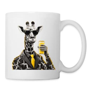 Girafe cool avec bière, lunettes de soleil et cravate - Mug blanc - blanc - Droite