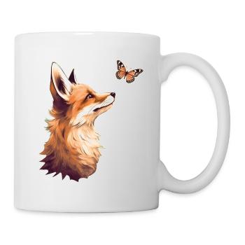 Fox with butterfly - Mug - white - Right