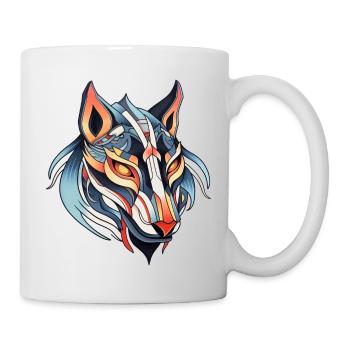 Wolf Neo Dessin de tatouage traditionnel - Mug blanc - blanc - Droite