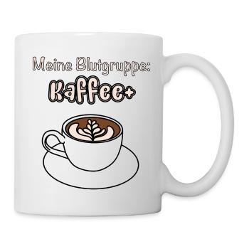 Blutgruppe Kaffee+ T-Shirt - Für Kaffeeliebhaber - Tasse - Weiß - Rechts
