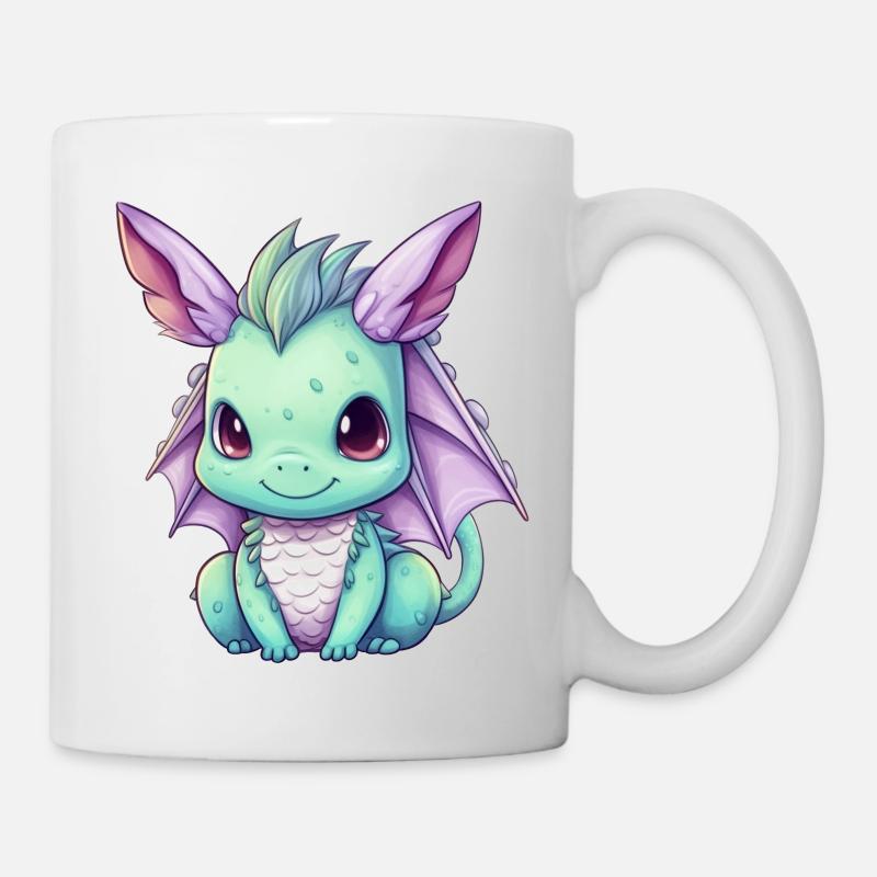 Drache Kawaii Zeichnung - Tasse - Weiß