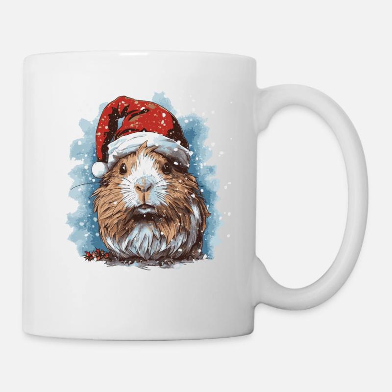 Cochon d’Inde avec chapeau de Père Noël - Mug blanc - blanc