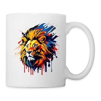 Tête de lion à crinière, colorée - Mug blanc - blanc - Droite