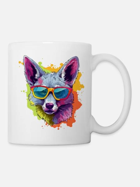 Léo le chacal à lunettes - Mug blanc - blanc