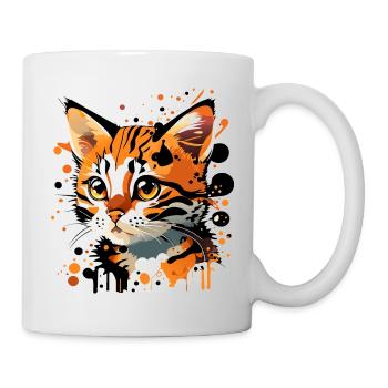 getigertes Kätzchen - Tasse - Weiß - Rechts