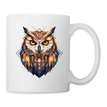 Owl Geometric Bird Nature Mysticism Colorful Art - Mug - white - Right