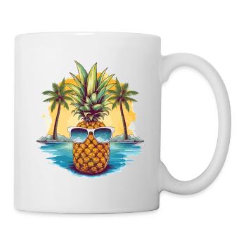 Ananas Lunettes de soleil Palmiers Vacances d’été Tropical - Mug blanc - blanc - Droite