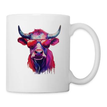 Drôle de vache portant des lunettes de soleil - Mug blanc - blanc - Droite