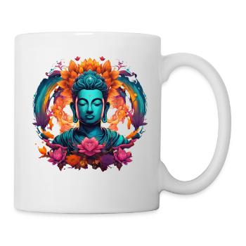 Jeune Bouddha Gautama Siddhartha illumination bleue - Mug blanc - blanc - Droite