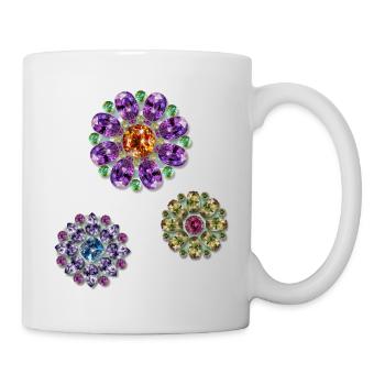 Edelstein-Blumen - Tasse - Weiß - Rechts