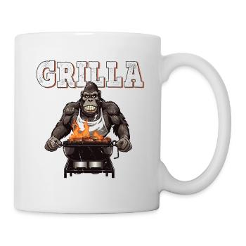 Grillen Grilla Griller Gorilla BBQ Spruch Lustig - Tasse - Weiß - Rechts