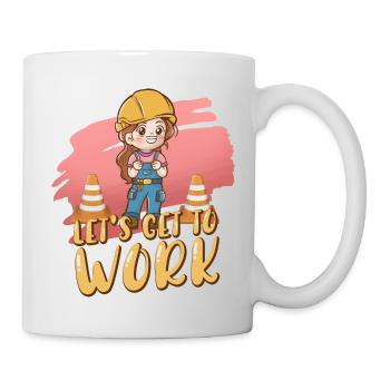 Bagger Baustelle Bauarbeiterin Mädchen I Geschenk - Tasse - Weiß - Rechts