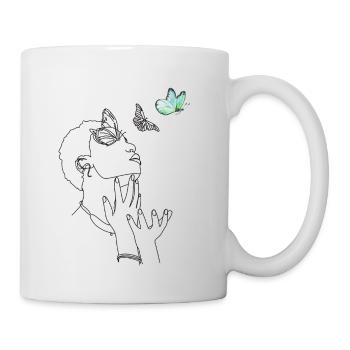 Schmetterlinge im Kopf - Tasse - Weiß - Rechts