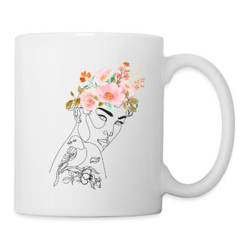 Blühendes Haar - Tasse - Weiß - Rechts